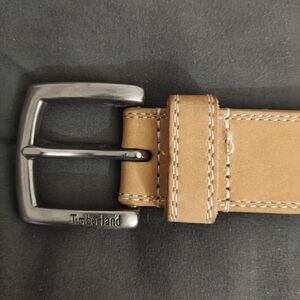 Timberland Tan Leather Belt with Silver Buckle